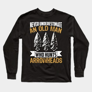 Arrowhead Hunter Old Grandpa Arrowhead Hunting Long Sleeve T-Shirt